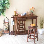 portable kitchen cart with stow away stools